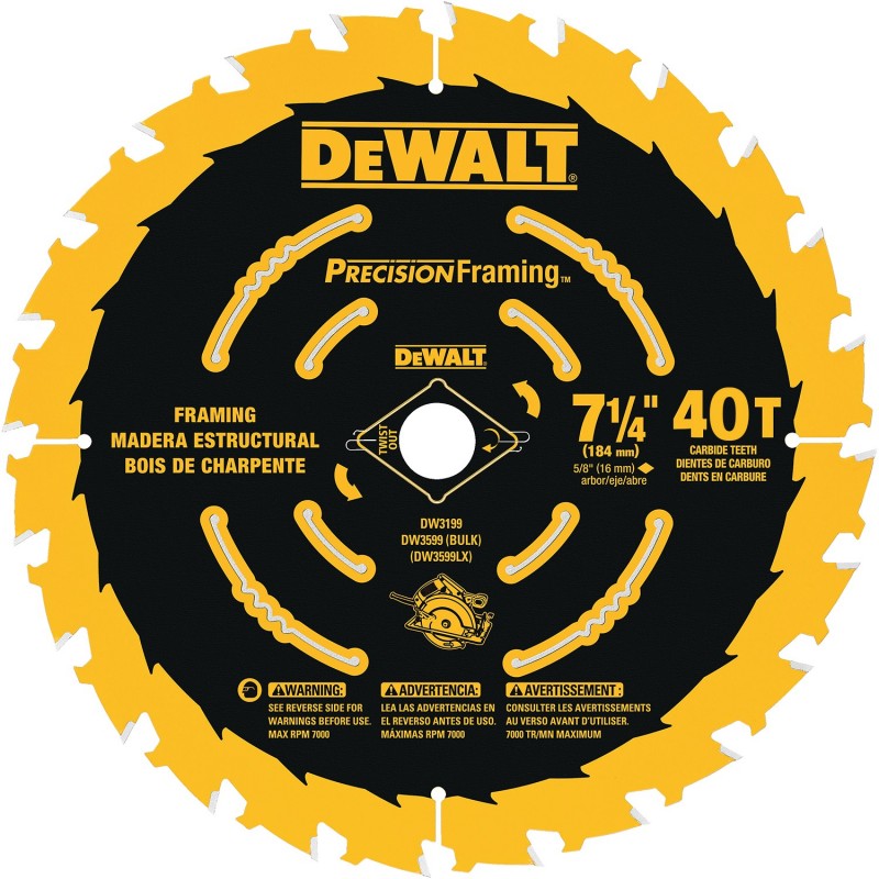DISCO ALTA PRECISIÓN 7.1/4" X 40 - 5/8" DEWALT DW3194