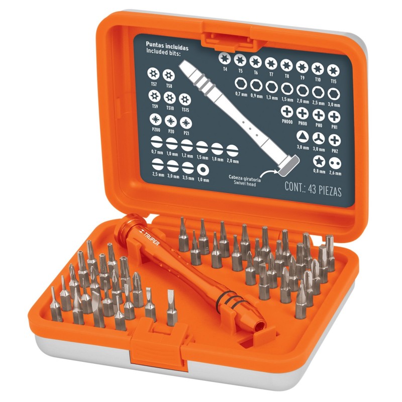 JUEGO DESTORNILLADORES JOYERO X 43PZS TRUPER JOY-43