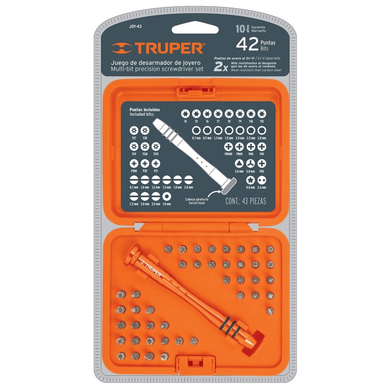 JUEGO DESTORNILLADORES JOYERO X 43PZS TRUPER JOY-43