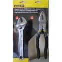 JUEGO DE ALICATE DE ELECTRICISTA Y LLAVE AJUSTABLE STANLEY 90164