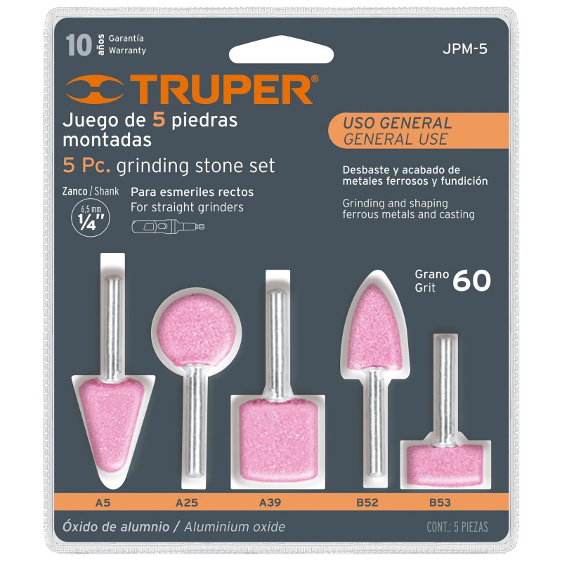 PUNTAS MONTADAS GRANO 60 1/4" USO GENERAL TRUPER JPM-5