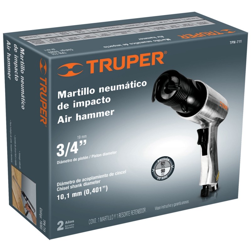 MARTILLO NEUMATICO 3CFM A 90 PSI 3500 BPM TRUPER TPN-711
