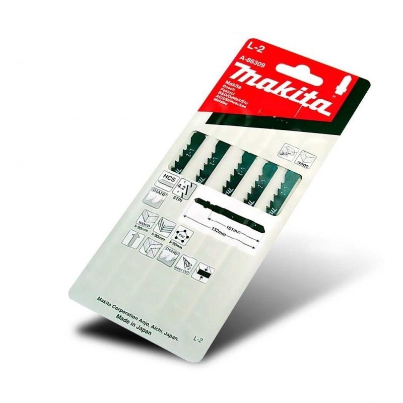 JUEGO DE CUCHILLAS CALAR 5PZS 6TPI HCS MADERA MAKITA A86309