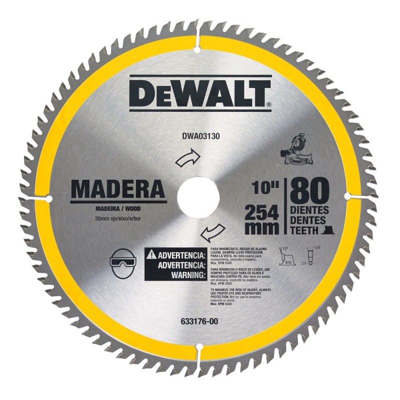 DISCO CORTE TRANSV. 10" X 80 DEWALT DWA03130