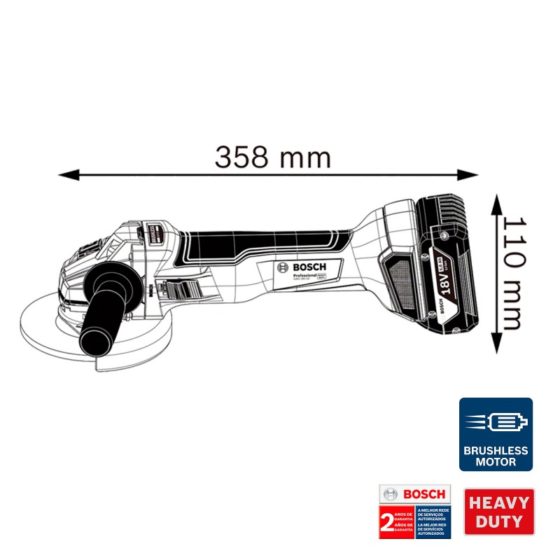 PULIDORA INALAMBRICA 5 PUL BOSCH GWS 18V-10 NO BAT/CARGADOR