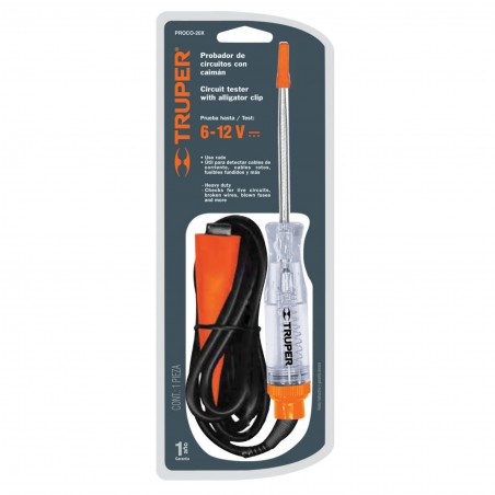PROBADOR DE CORRIENTE TESTER 20CM C/CAIMAN TRUPER PROCO-2OX