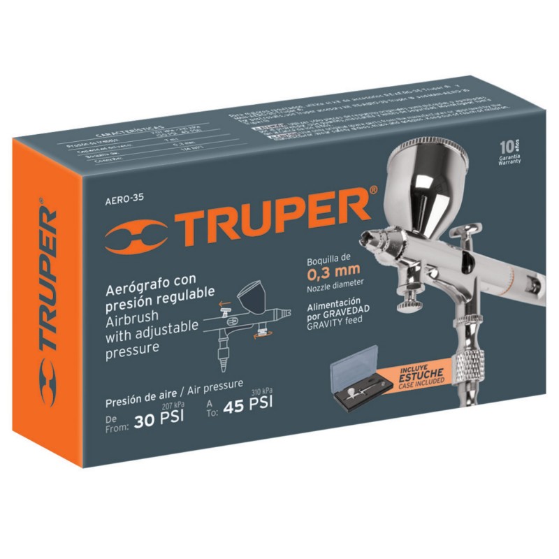 AEROGRAFO TIPO LAPIZ 30-45PSI BOQUILLA 0.3MM TRUPER AERO-35