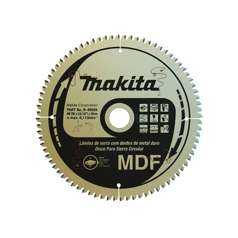 DISCO DE SIERRA CIRICULAR 10 X80TPI CORTE MDF MAKITA B49585