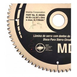 DISCO DE SIERRA CIRICULAR 10 X80TPI CORTE MDF MAKITA B49585