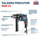 TALADRO PERCUTOR BOSCH GSB 13 RE 650W 127V