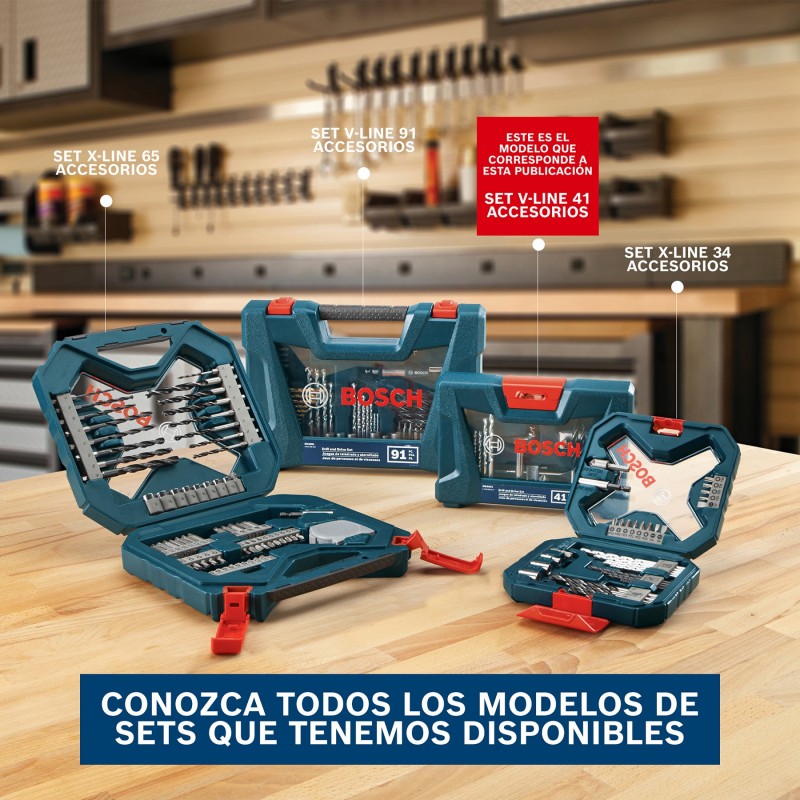 SET DE PUNTAS Y BROCAS V-LINE BOSCH 41 UNIDADES 2610038617