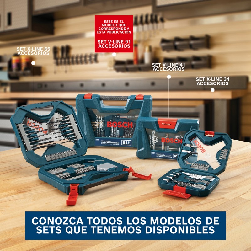 SET DE PUNTAS Y BROCAS V-LINE BOSCH 91 UNIDADES 2610038619