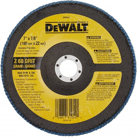 DISCO DE PULIR ZIRCONIO 7 X 7/8 GR 60 DEWALT DW8323