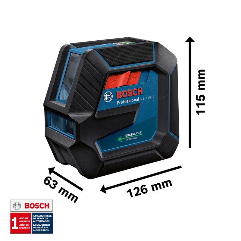 NIVEL LÁSER DE LÍNEAS VERDES BOSCH 15 MT GLL 2-15 G