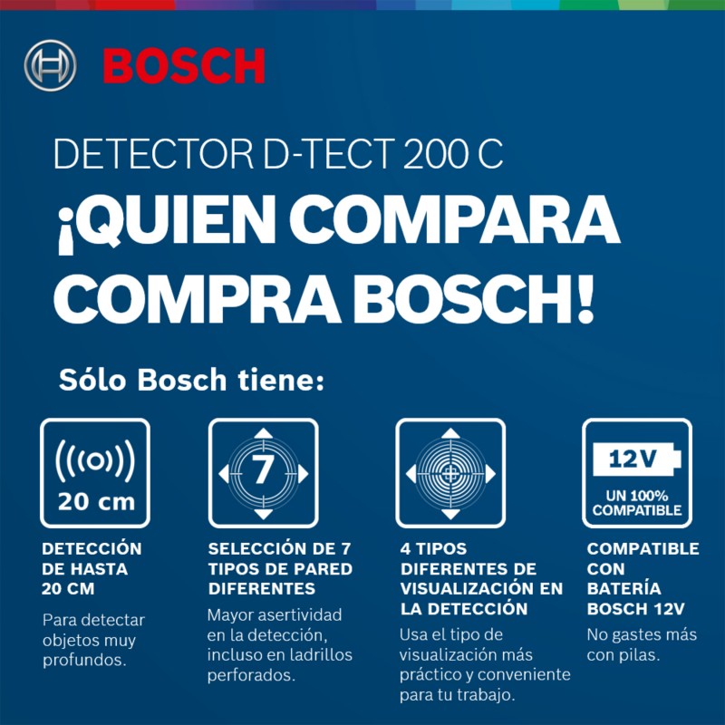 DETECTOR Y ESCÁNER DE MATERIALES BOSCH D-TECT 200 C