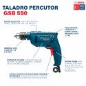 TALADRO PERCUTOR BOSCH GSB 550 RE 550W 127V CON MALETÍN