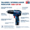 TALADRO PERCUTOR INALÁMBRICO BOSCH GSB 12V-30 SIN BATERIA