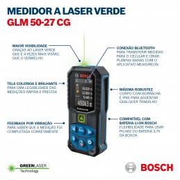 MEDIDOR LÁSER VERDE BOSCH GLM 50-27 CG CON BLUETOOTH