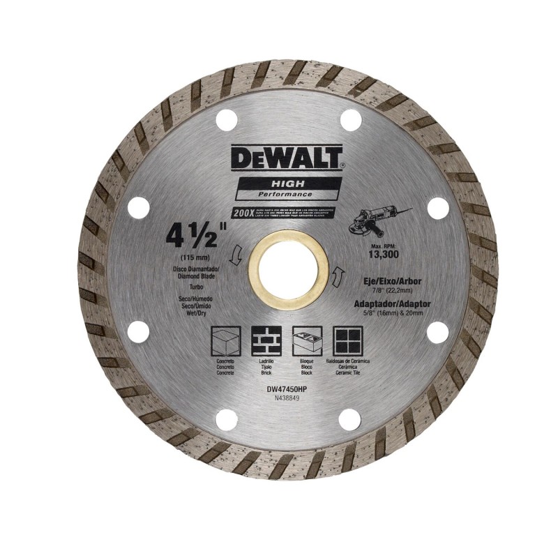 DISCO DIAMANTADO TURBO 4 1/2 PULGADAS DEWALT DW47450HP
