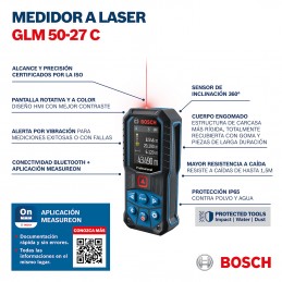 MEDIDOR LÁSER DE 50M CON BLUETOOTH BOSCH GLM 50–27 C