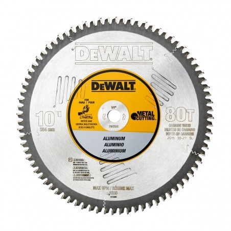 DISCO DE 10 PUL. X80 DIENTES P/ALUMINIO DEWALT DW7665