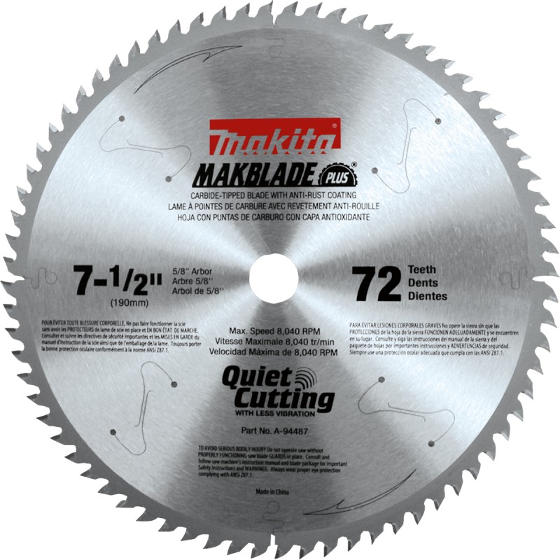 DISCO SIERRA CIRCULAR  7-1/2 PULG  72T MAKITA A94487