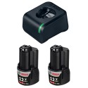STARTER KIT 12V 2 BATERIAS 2AH + CARGADOR BOSCH 1600A021KR