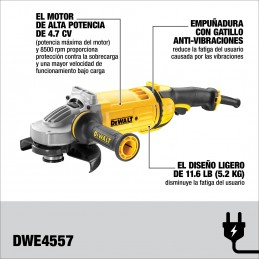 PULIDORA INDUSTRIAL 7 PULG 2400W 8500 RPM DEWALT DWE4557-B3