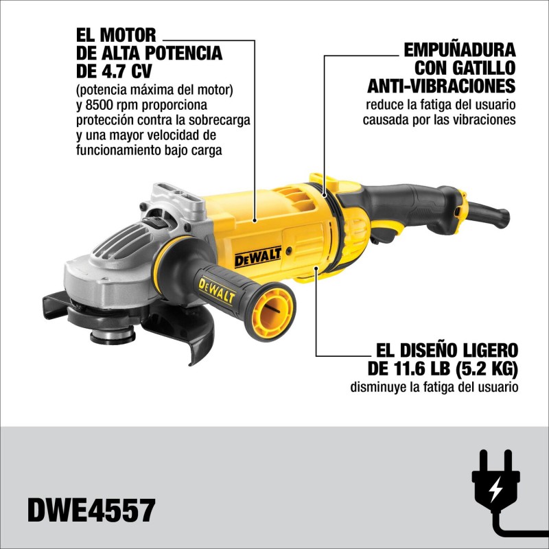 PULIDORA INDUSTRIAL 7 PULG 2400W 8500 RPM DEWALT DWE4557-B3