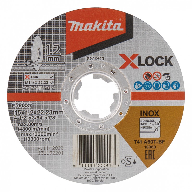 DISCO DE CORTE FINO INOX X-LOCK 115 mm MAKITA E-00387