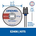 KIT ADAPTADOR+ 5 DISCOS CORTE DE METAL DREMEL 2615E406AD