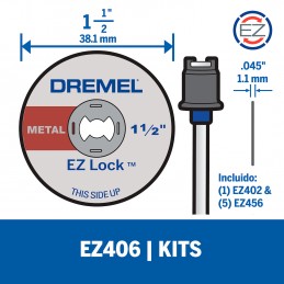 KIT ADAPTADOR+ 5 DISCOS CORTE DE METAL DREMEL 2615E406AD