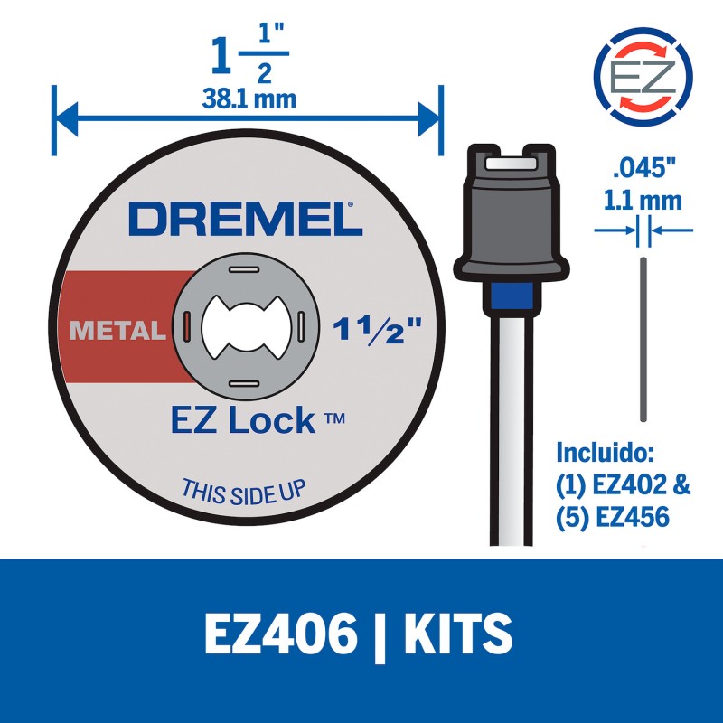 KIT ADAPTADOR+ 5 DISCOS CORTE DE METAL DREMEL 2615E406AD