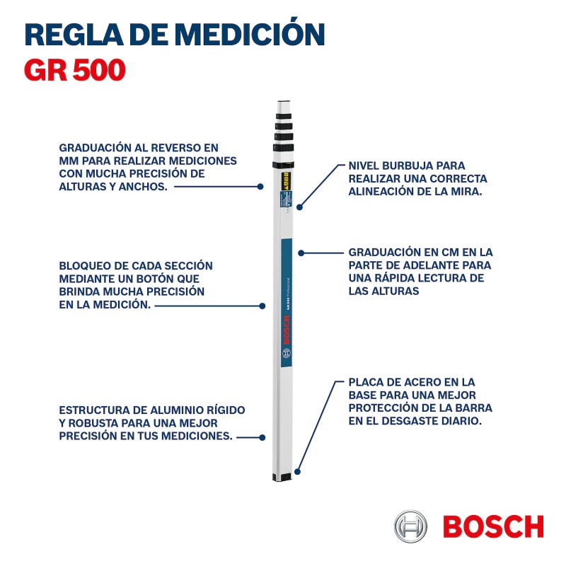 REGLA DE MEDICION PARA NIVEL OPTICO 5 MTS BOSCH GR500