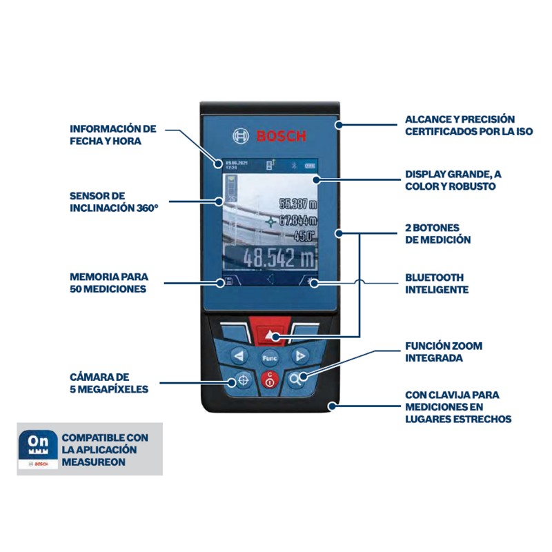 MEDIDOR LASER ALCANCE 100M CON BLUETOOTH BOSCH GLM 100-25 C