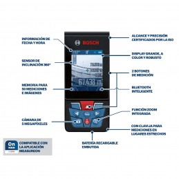 MEDIDOR LASER ALCANCE 150M CON BLUETOOTH BOSCH GLM 150-27 C