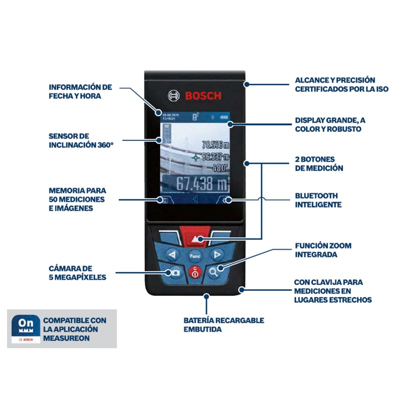MEDIDOR LASER ALCANCE 150M CON BLUETOOTH BOSCH GLM 150-27 C