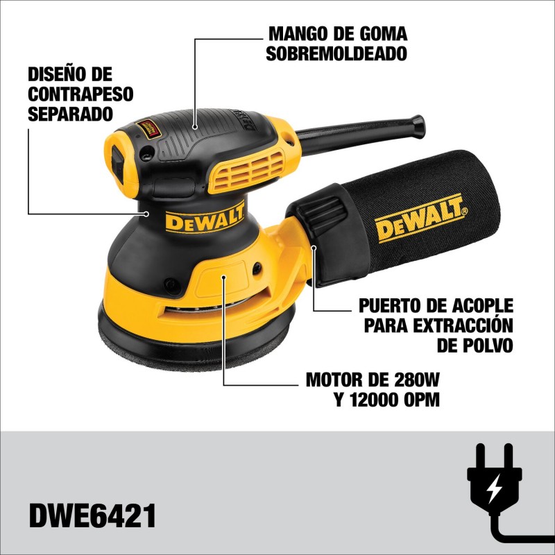 LIJADORA ROTORBITAL 5 PULG  280W DEWALT DWE6421-B3