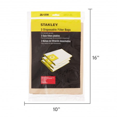 BOLSAS PARA ASPIRADORA 15-19 LTS 3 UDS STANLEY 25-1230