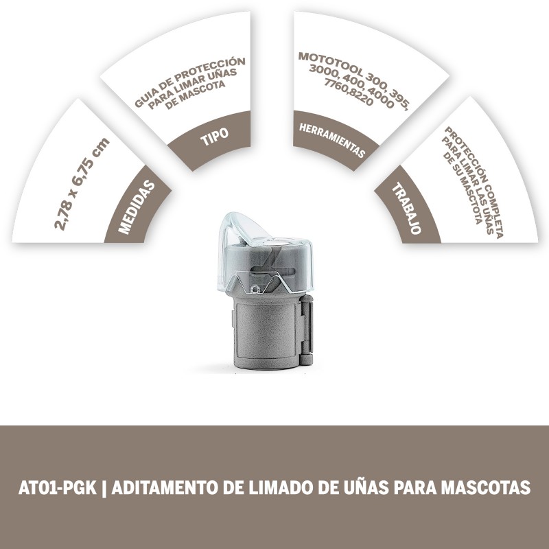 ADITAMENTO DE LIMADO DE UÑAS MASCOTAS DREMEL AT02 PGK