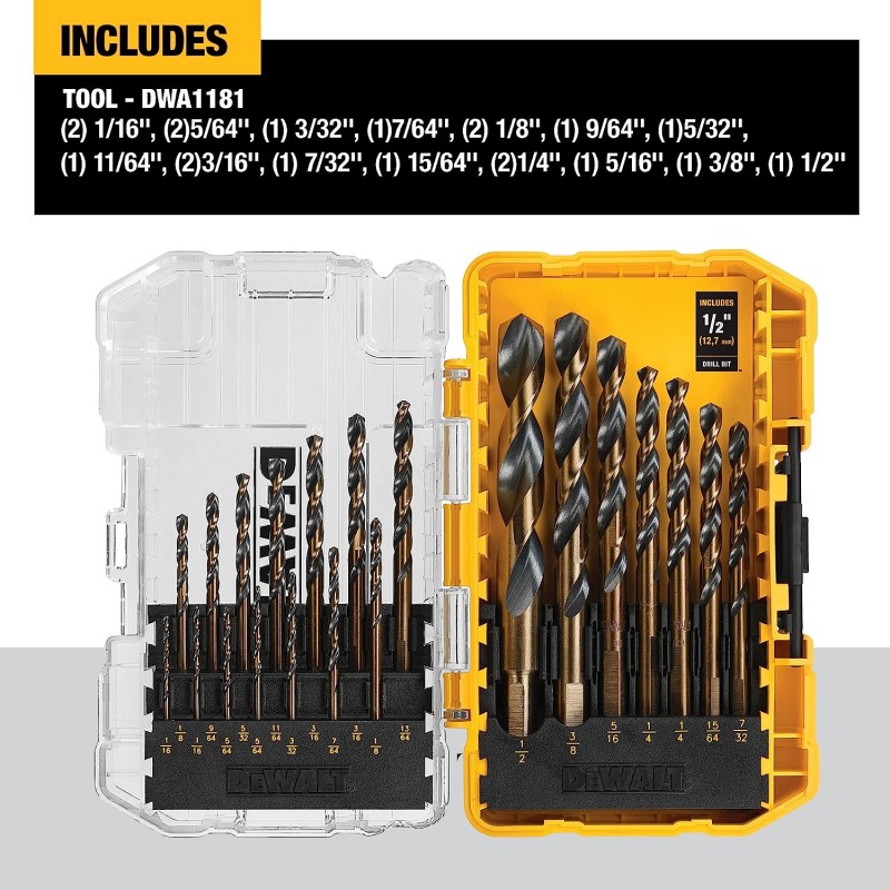 JUEGO DE 21 BROCAS OXIDO NEGRO Y ORO DEWALT DWA1181