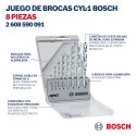 SET DE 8 BROCAS BOSCH CYL-1 PARA MAMPOSTERIA 2608590091