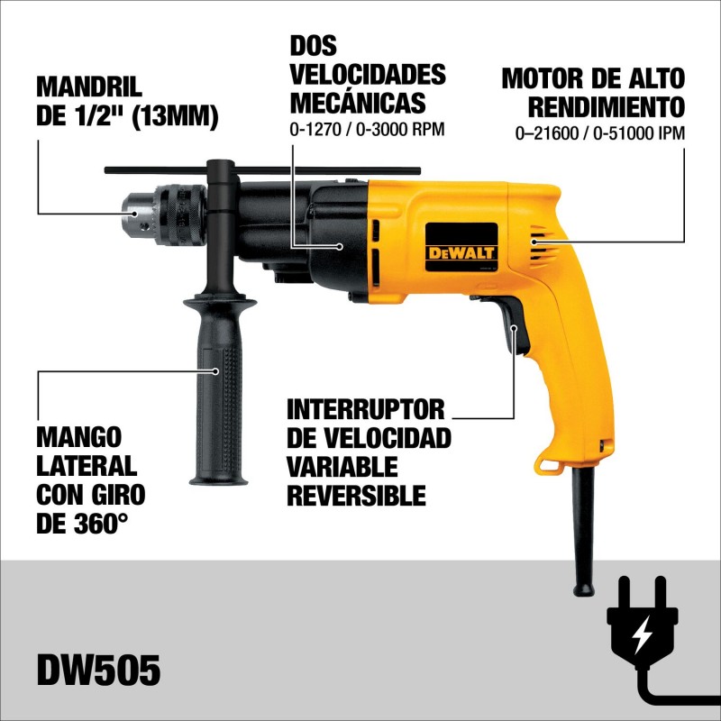 TALADRO PERCUTOR 1/2 PULG DEWALT DW505
