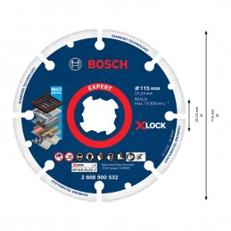 DISCO DIAMANTADO BOSCH EXPERT METAL 115mm X-LOCK 2608900532