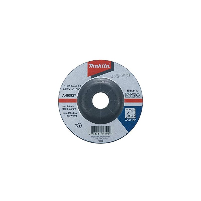 DISCO ABRASIVO DESBASTE METAL MAKITA 4,1/2"X1/4"X7/8 A36P