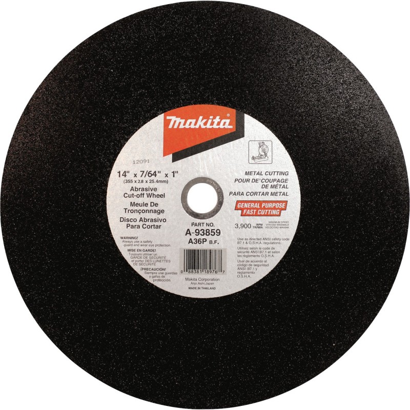DISCO ABRASIVO CORTE METAL 14"X1/8"X1" A36P D-71336
