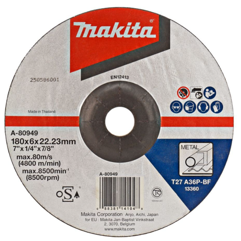 DISCO ABRASIVO DESBASTE METAL MAKITA 7.1/4"X1/4"X7/8 A36P