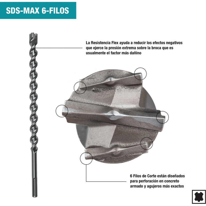 Broca MAKITA SDS MAX 1.1/8X21 - 6 Filos B-61494