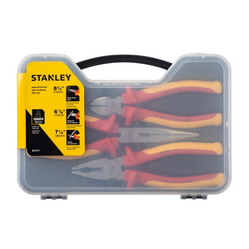 JUEGO DE ALICATES 3 PIEZAS ALTO VOLTAJE STANLEY 84-011