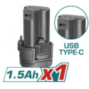 TALADRO INALAMBRICO TOTAL DE 3/8 12V BATERIA 1.5Ah TDLI12428